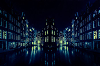 Картинка города амстердам+ нидерланды amsterdam город ночь
