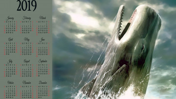 обоя календари, фэнтези, брызги, кит