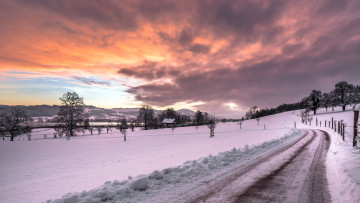 Картинка природа дороги снег дорога зима