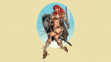 Картинка рисованное комиксы униформа оружие фон девушка