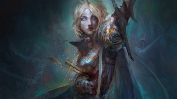 Картинка фэнтези девушки девушка фон взгляд меч стрела рана