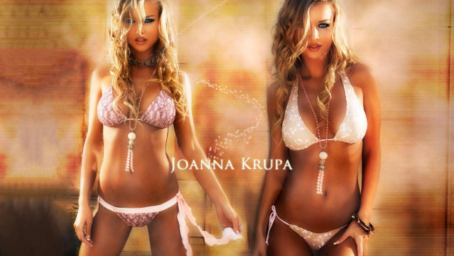 Обои картинки фото девушки, joanna krupa, модель, блондинка, купальники, украшение