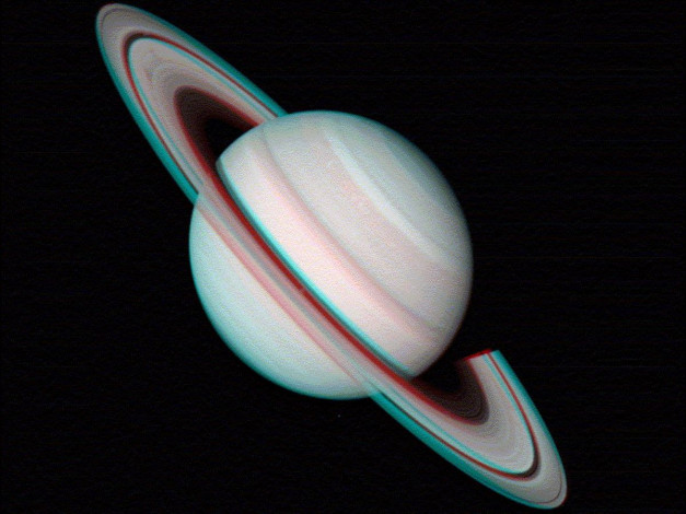 Обои картинки фото стерео, сатурн, космос