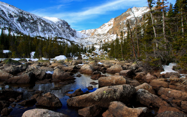 Обои картинки фото природа, горы, камни, снег