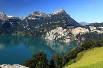 Картинка швейцария моршах природа реки озера побережье озеро горы