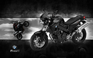 обоя bmw, f800r, predator, мотоциклы, мотоциклист, черный, облака