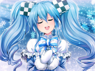 Картинка vocaloid аниме снег зима девушка hatsune miku art ism