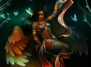 Картинка bakemonogatari фэнтези существа лента бабочки крылья девушка фантастика