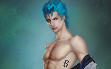Картинка аниме bleach арт блич эспада шестой волосы секста синие аранкар парень