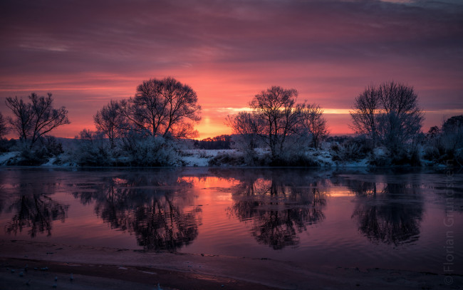 Обои картинки фото природа, восходы, закаты, закат, река