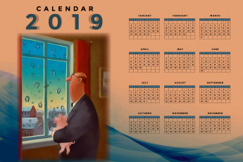 Картинка календари рисованные +векторная+графика мужчина окно поросенок подкова свинья