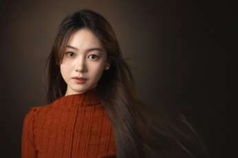 Картинка девушки -+азиатки женщины брюнетка азиатка свитер портрет модель студия lee hu
