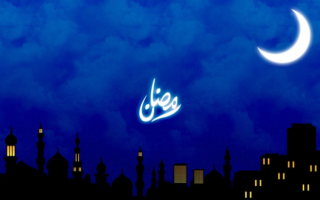 Обои картинки фото рамадан, праздничные, другое, месяц, город, огни
