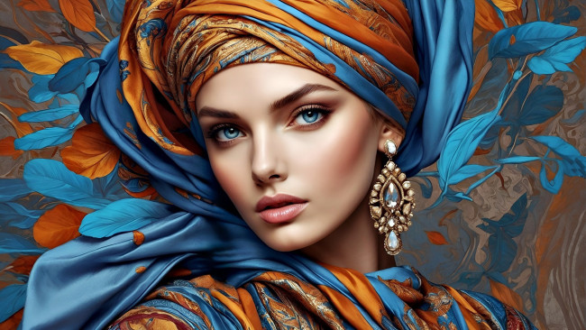 Обои картинки фото 3д графика, портреты и лица , portraits and faсes, тюрбан, серьга