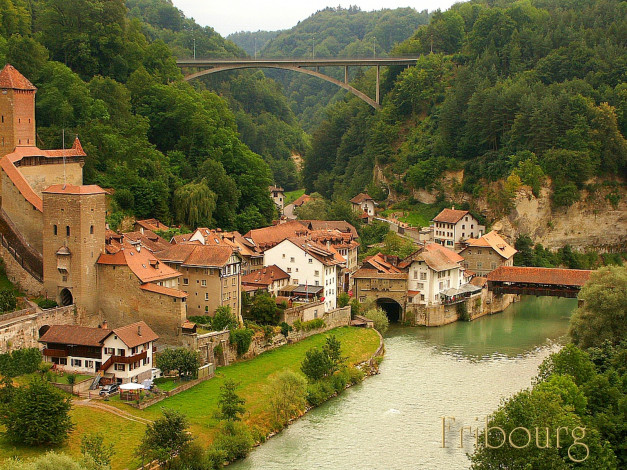 Обои картинки фото switzerland, fribourg, города, панорамы