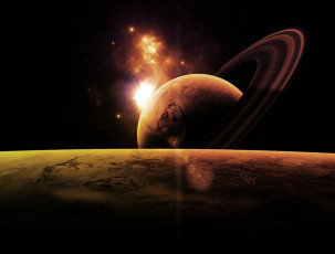 Картинка космос арт темный планеты кольцо