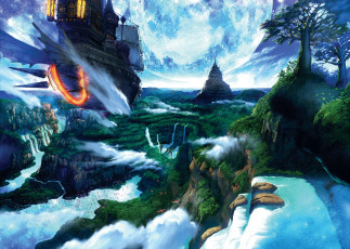 Картинка rogue+galaxy видео+игры rogue galaxy корабль природа водопады