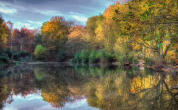 Картинка природа реки озера осень лес озеро тучи