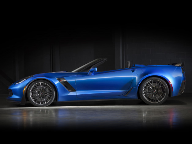 Обои картинки фото автомобили, corvette, convertible, z06, синий, с7, 2015г
