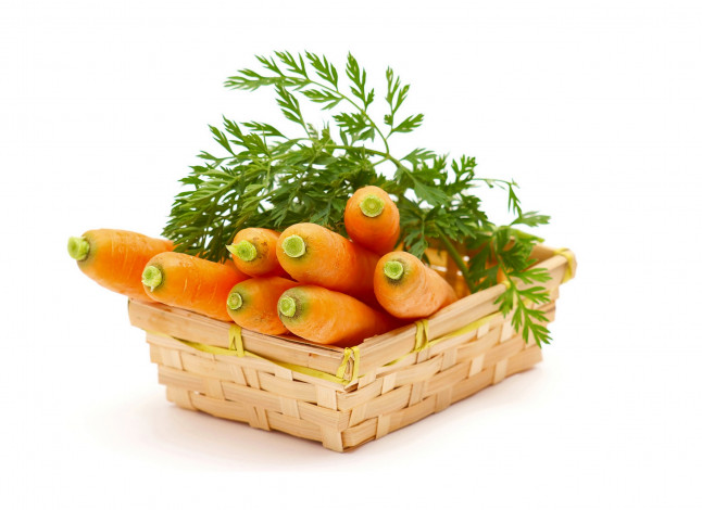 Обои картинки фото еда, морковь, зелень