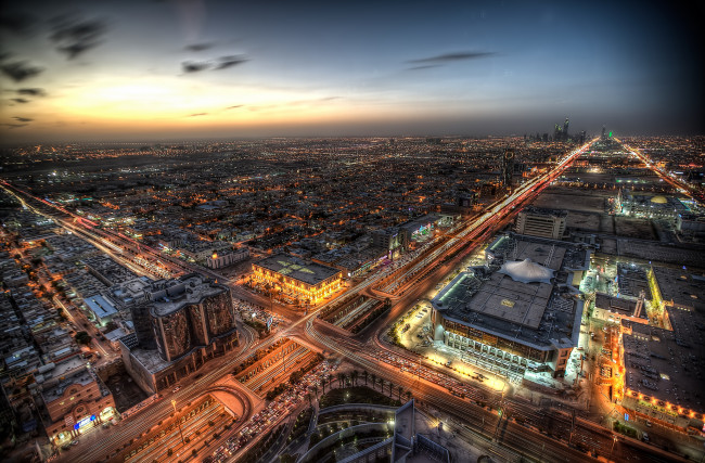 Обои картинки фото riyadh,  saudi arabia, города, - столицы государств, город, рассвет, ночь, огни, магистрали