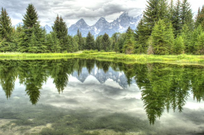 Обои картинки фото природа, реки, озера, озеро, деревья, горы