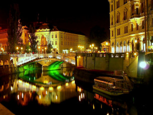 Картинка любляна словения города -+огни+ночного+города