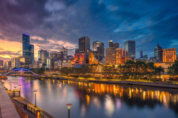 Картинка melbourne города мельбурн+ австралия мост пролив