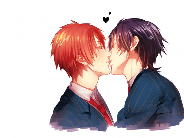 Обои картинки фото аниме, uta no prince-sama, поцелуй