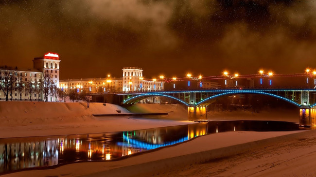 Обои картинки фото витебск, беларусь, города, - огни ночного города