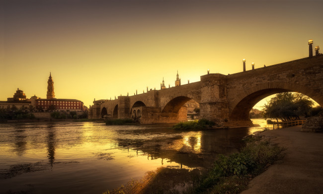 Обои картинки фото puente de piedra, города, - мосты, мост, река
