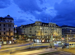 Картинка города цюрих+ швейцария отель огни вечер