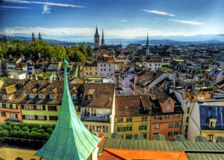 Картинка города цюрих+ швейцария панорама