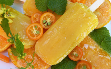 Картинка еда мороженое +десерты с кусочками апельсина фруктовое