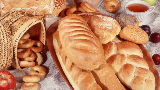 Обои картинки фото еда, хлеб,  выпечка, сушки, батон