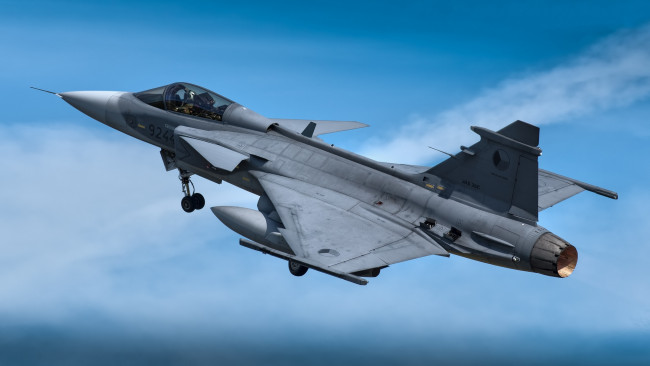 Обои картинки фото saab jas 39c gripen, авиация, боевые самолёты, ввс