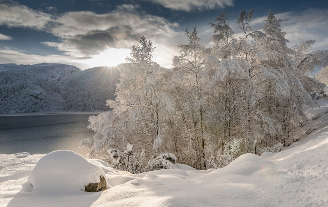 Обои картинки фото природа, зима, солнце, снег, пейзаж, snow, landscape, winter, nature