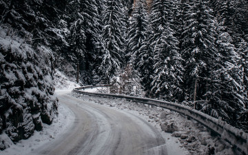 Картинка природа дороги снег зима шоссе