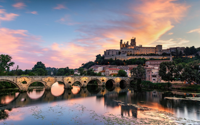 Обои картинки фото beziers, france, города, - мосты