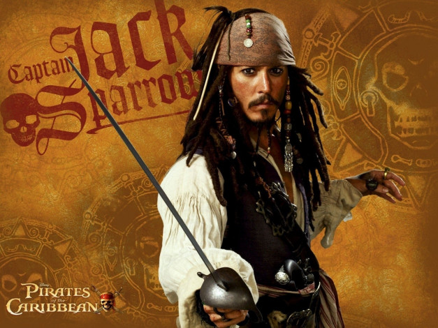 Обои картинки фото кино фильмы, pirates of the caribbean, джек, воробей, капитан, шпага