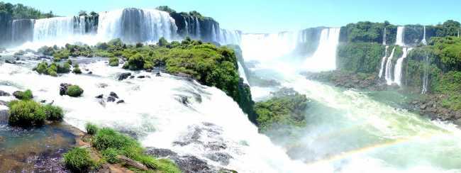 Обои картинки фото водопад, игуасу, аргентина, природа, водопады, панорама