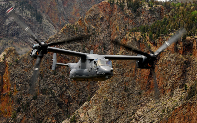 Обои картинки фото bell, 22, osprey, авиация, вертолёты, горы, полет, геликоптер