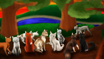 Картинка рисованные животные коты кошки