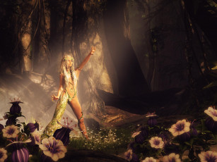 Картинка 3д+графика fantasy+ фантазия цветы девушка