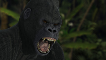 Картинка 3д+графика animals+ животные клыки горилла