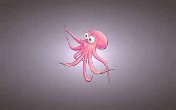 Картинка рисованные минимализм осьминог octopus взгляд розовый