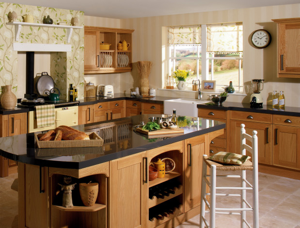 Обои картинки фото интерьер, кухня, шкаф, посуда, мебель, плита, дизайн