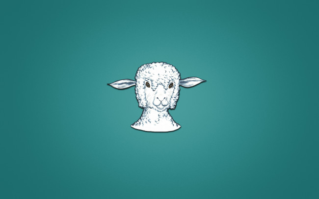 Обои картинки фото рисованные, минимализм, овца, барашек, животное, голова, синеватый, фон, sheep