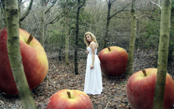 Картинка девушки -unsort+ креатив сад весна яблоки девушка
