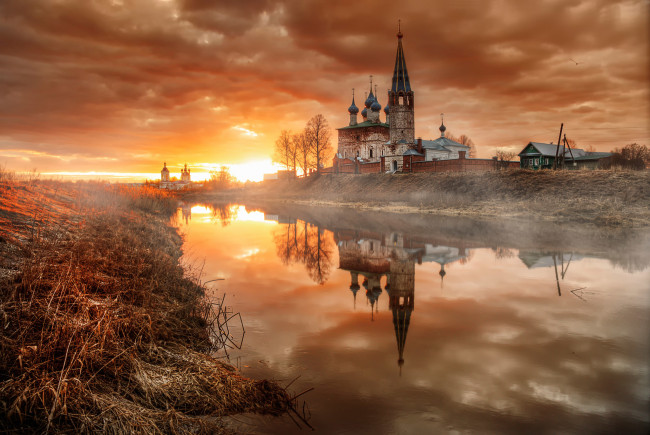 Обои картинки фото города, - православные церкви,  монастыри, россия, храм, рассвет, утро, апрель, дунилово, село